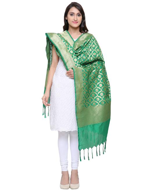 silk chanderi with tassels dupatta - 15526034 - Very Small Image - 1