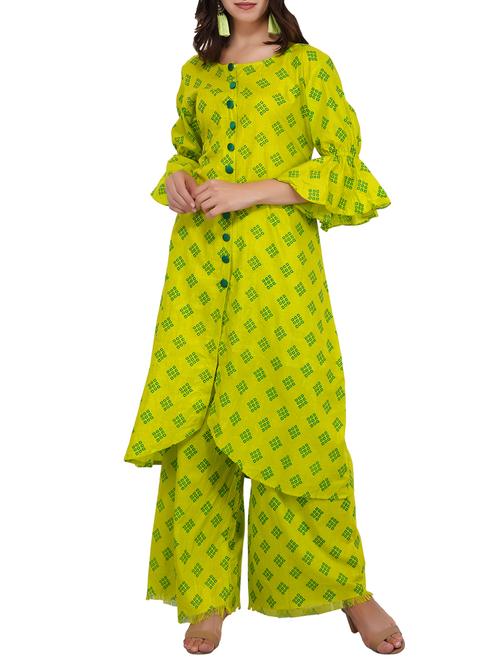 a-line bell sleeves printed kurta - 15527111 - Very Small Image - 1