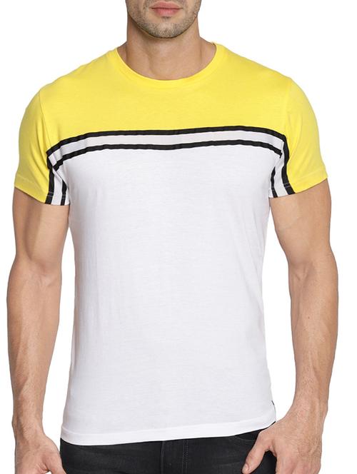 white cotton color block t-shirt - 15527384 - Very Small Image - 1