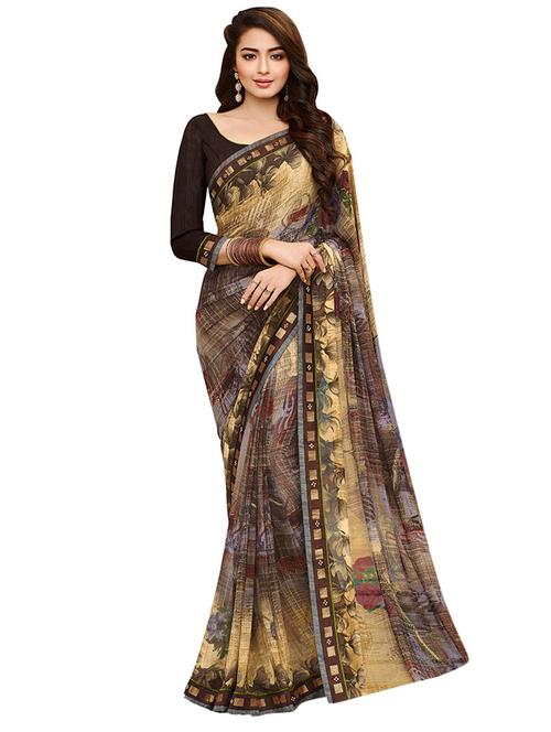 abstract printed saree with blouse - 15527412 - Very Small Image - 1