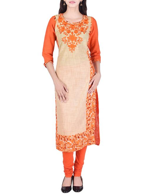 straight embroidered kurta - 15529401 - Very Small Image - 1