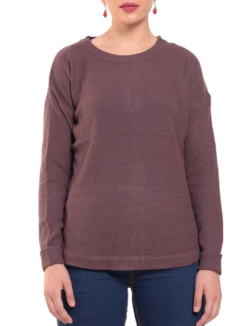 mauve dropped shoulder zip detailed pullover - 15529583 - Very Small Image - 1