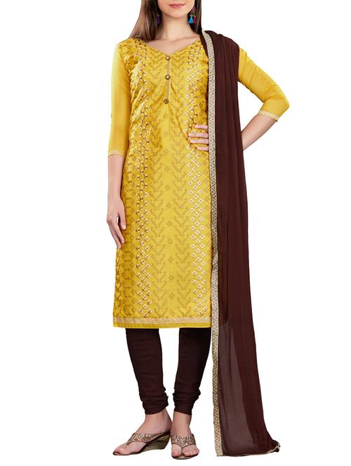 embroidered unstitched churidaar suit - 15529891 - Very Small Image - 1