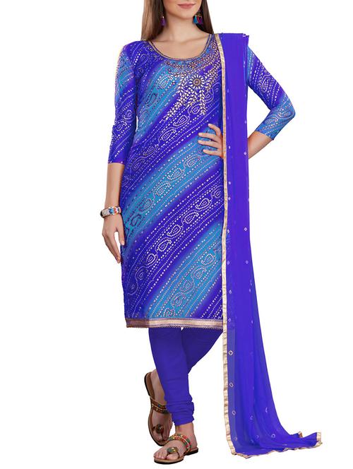 embellished unstitched churidaar suit - 15529905 - Very Small Image - 1