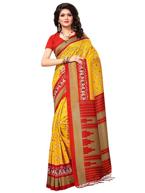 contrast border printed saree with blouse - 15533562 - Very Small Image - 1