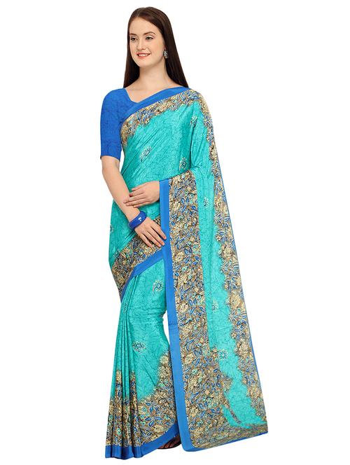 contrast border printed saree with blouse - 15533585 - Very Small Image - 1