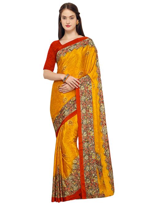 contrast border printed saree with blouse - 15533586 - Very Small Image - 1