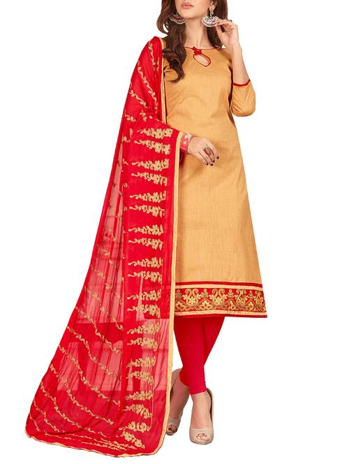 embroidered unstitched churidaar suit - 15534022 - Very Small Image - 1