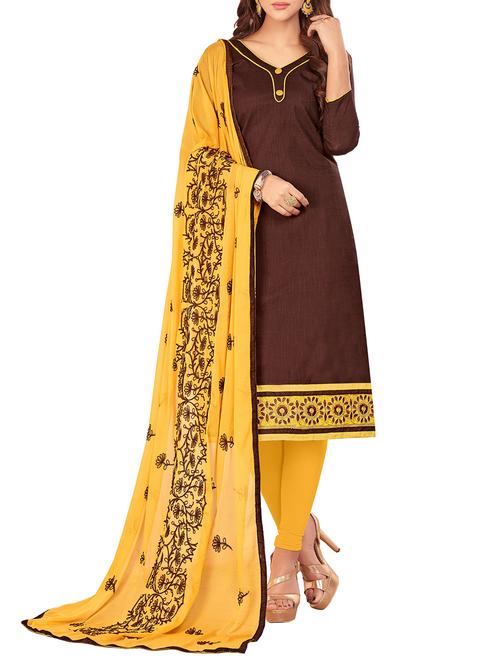 embroidered unstitched churidaar suit - 15534023 - Very Small Image - 1