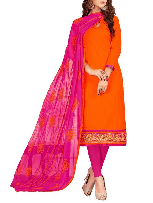 embroidered unstitched churidaar suit - 15534025 - Very Small Image - 1