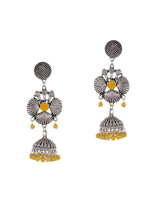 yellow silver tone oxidized earrings - 15535329 - Very Small Image - 1