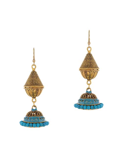 blue gold tone oxidized earrings - 15535332 - Very Small Image - 1