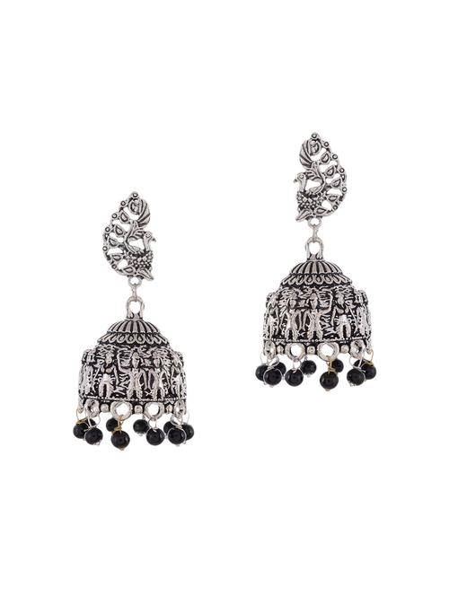 black silver tone oxidized earrings - 15535334 - Very Small Image - 1