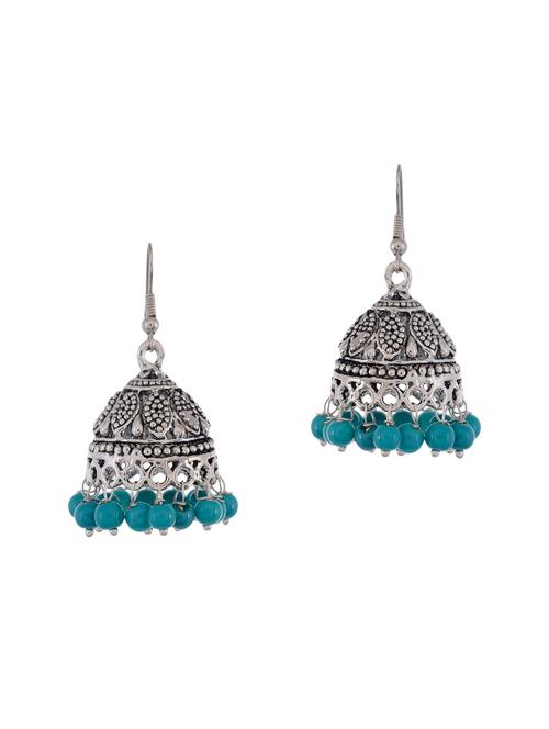 blue silver tone oxidized earrings - 15535344 - Very Small Image - 1