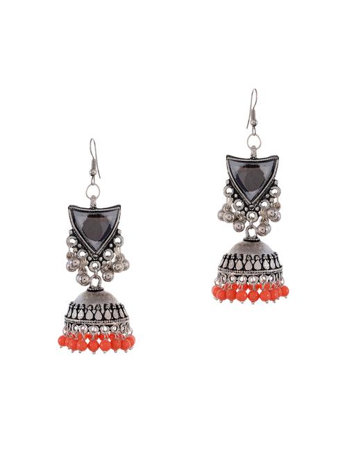 peach silver tone oxidized earrings - 15535345 - Very Small Image - 1