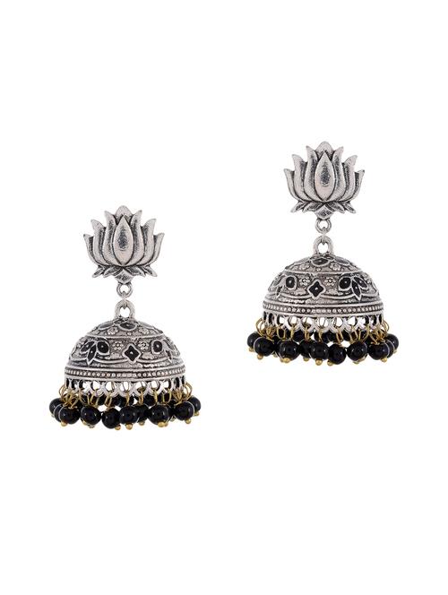 black silver tone oxidized earrings - 15535347 - Very Small Image - 1