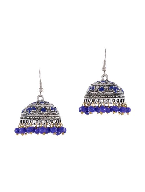 blue silver tone oxidized earrings - 15535349 - Very Small Image - 1