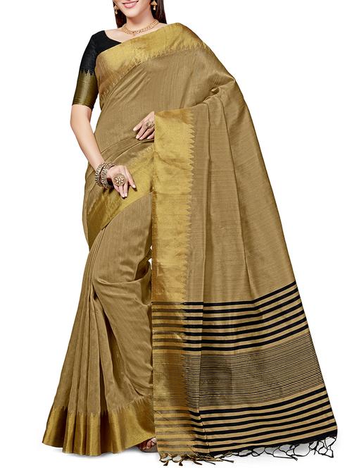 zari border chanderi saree with blouse - 15535546 - Very Small Image - 1