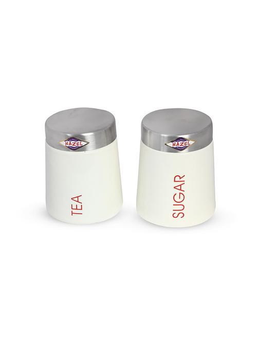 hazel tea sugar containers / storage jar,700 ml, mild steel, sober cream, 2 pc set - 15536223 - Very Small Image - 1
