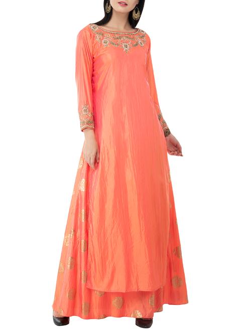 silk embellished long sleeves kurta - 15536736 - Very Small Image - 1