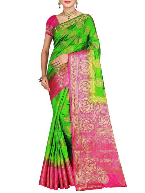 conversational zari motif banarasi saree with blouse - 15536841 - Very Small Image - 1