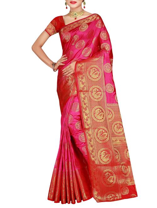 conversational zari motif banarasi saree with blouse - 15536845 - Very Small Image - 1