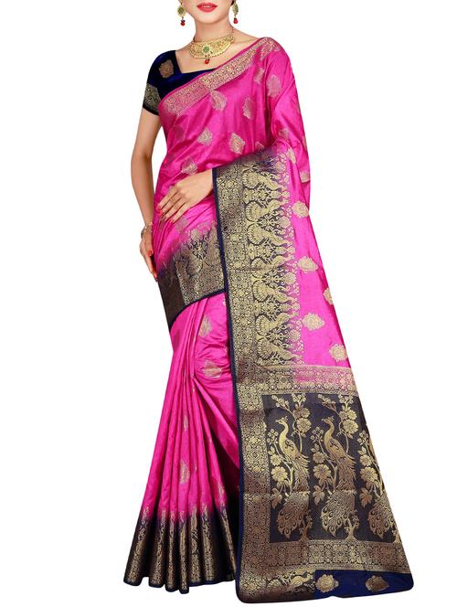 conversational zari motif banarasi saree with blouse - 15536871 - Very Small Image - 1
