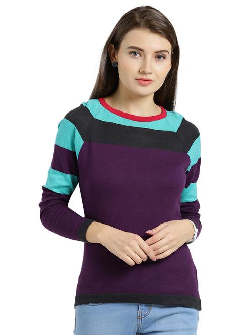raglan sleeved color block pullover - 15537086 - Very Small Image - 1