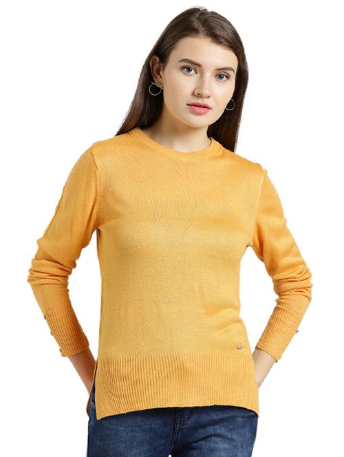 crew neck button detailed sleeve pullover - 15537094 - Very Small Image - 1