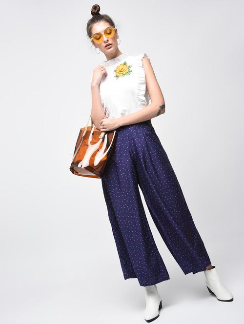 printed pleated flared palazzo - 15537361 - Very Small Image - 1