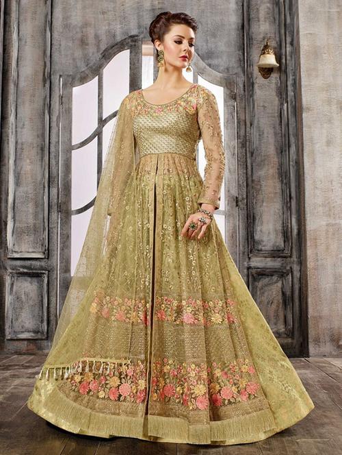 tonal embroidered front slit skirt suit - 15537427 - Very Small Image - 1