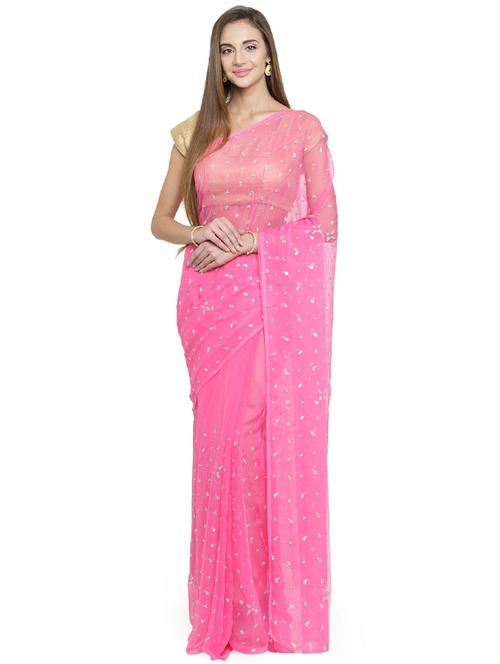 sequined embellished pink saree with blouse - 15537628 - Very Small Image - 1