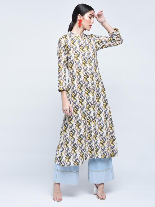 a-line abstract print kurta - 15537703 - Very Small Image - 1