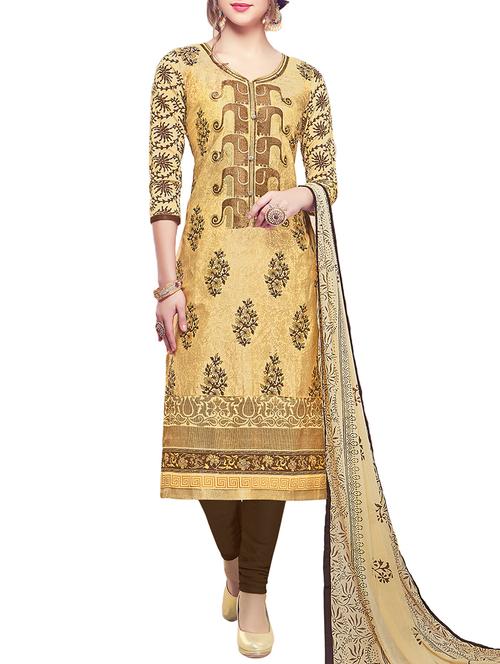 embroidered unstitched churidaar suit - 15538102 - Very Small Image - 1