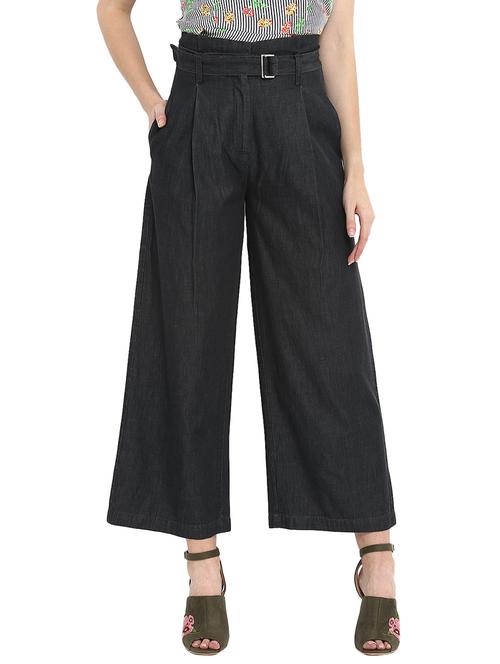 belt detailed pleated high rise trousers - 15539454 - Very Small Image - 1
