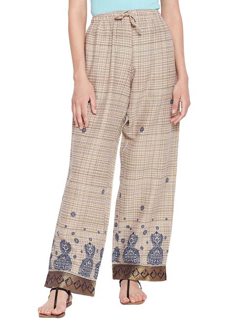 drawstring waist lace detail printed palazzo - 15540476 - Very Small Image - 1