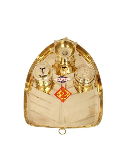hazel  kela paan thali pooja aarti, golden - 15540602 - Very Small Image - 1