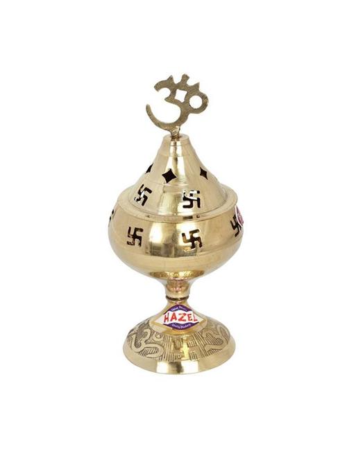 hazel pooja handi brass diya oil lamp small, golden - 15540606 - Very Small Image - 1