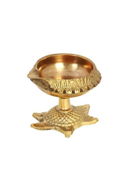 hazel kanchua kuber brass tortoise diya, golden - 15540614 - Very Small Image - 1