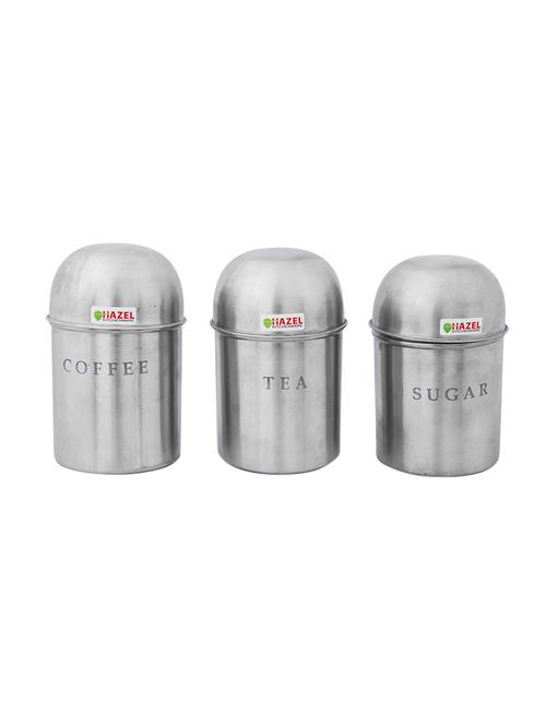stainless steel tea coffe sugar containers set of 3, silver - 15540689 - Very Small Image - 1