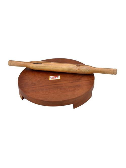 hazel wooden polpat roti roller combo large , 24cm ,sagwan, brown , 2 pc set - 15540781 - Very Small Image - 1