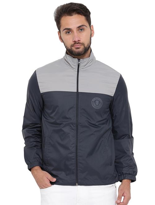 navy blue nylon casual jacket - 15541013 - Very Small Image - 1