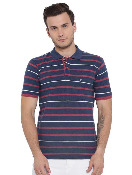 navy blue cotton blend pocket t-shirt - 15541209 - Very Small Image - 1