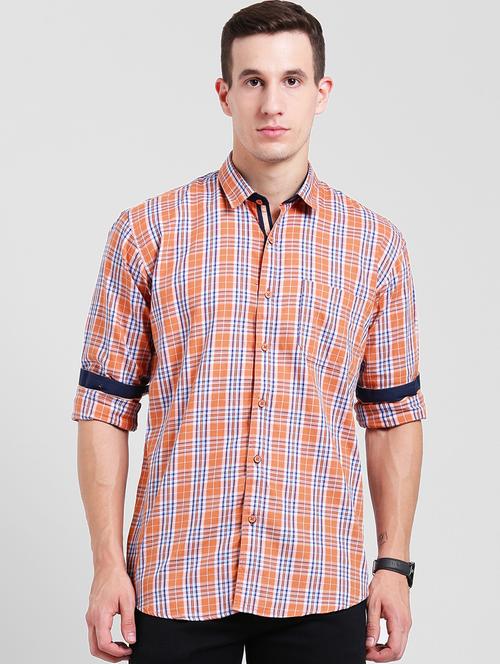 orange cotton casual shirt - 15541477 - Very Small Image - 1