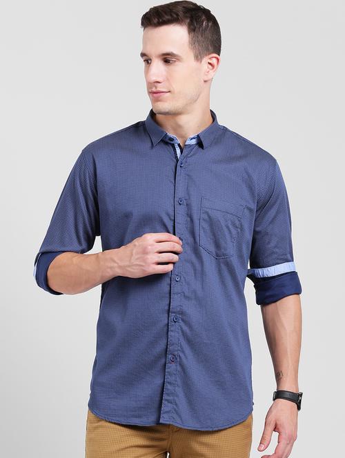 navy blue cotton casual shirt - 15541490 - Very Small Image - 1