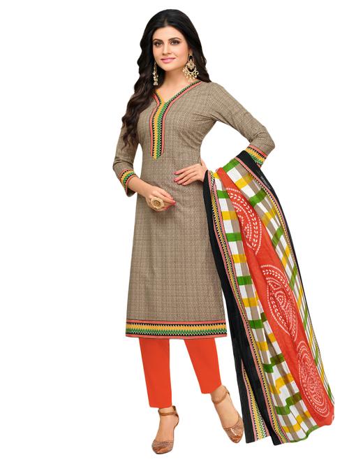 printed unstitched pant suit - 15541998 - Very Small Image - 1