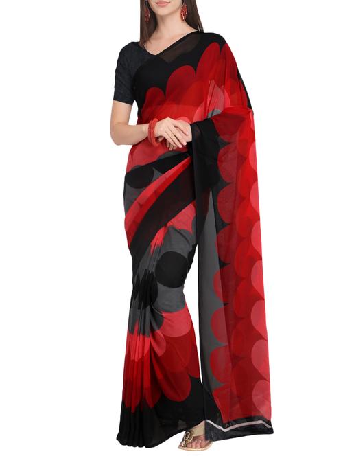 digital geometrical printed saree with blouse - 15542317 - Very Small Image - 1