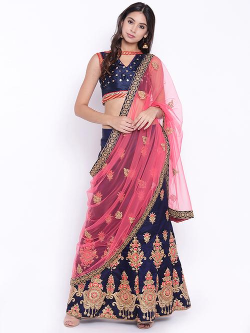 embroidered a-line lehenga - 15543128 - Very Small Image - 1