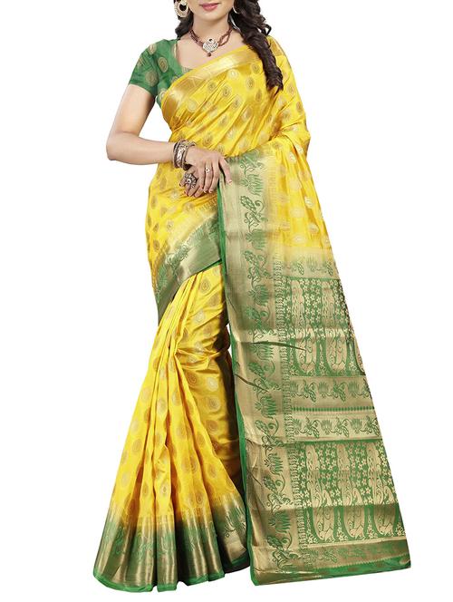 contrast zari border banarasi saree - 15544850 - Very Small Image - 1