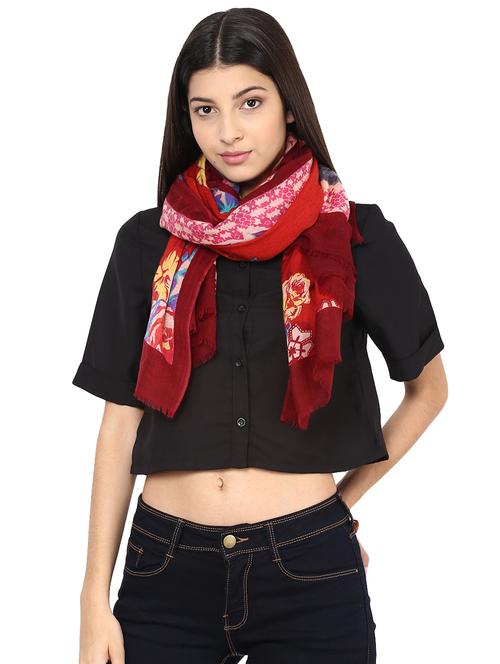 floral woolen stole - 15545079 - Very Small Image - 1